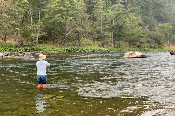 Guide Drew Griffith fishing an enticing run