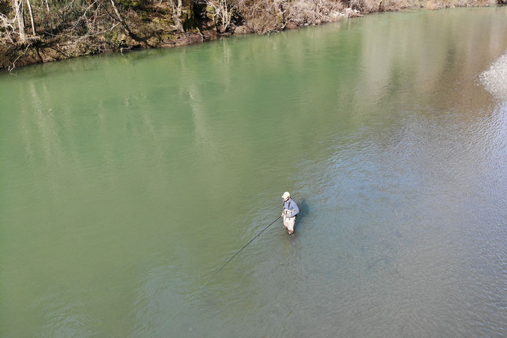 An angler works a run on the South Fork Eel River