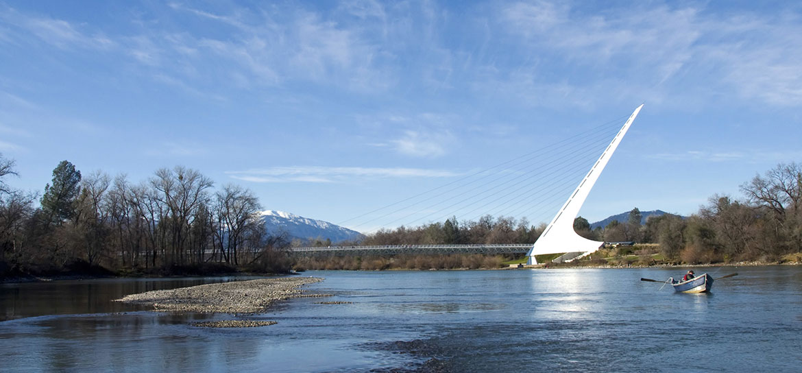 Some of the best trout fishing in California happens within sight of the famous Sundial Bridge in Redding.